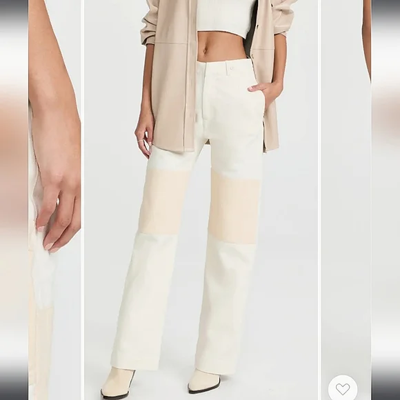 NWT$895 TRE Natalie Ratabesi Missy Two Tone Linen Cotton Trousers Wide Leg Pants - Picture 7 of 16